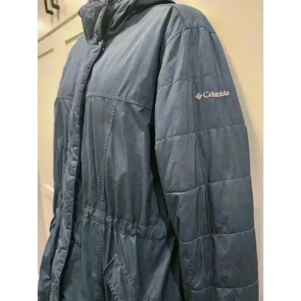 Columbia Windbreaker Jacket Women's XL Navy Blue Adjustable Waist Lightweight